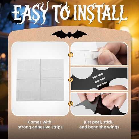140Pcs Bats Wall Decor - 3D Bats Halloween Decorations, Halloween Party Supplies Stickers, Bat Wall Decal for Home, Door, Window, Room, Office, School in Kuwait