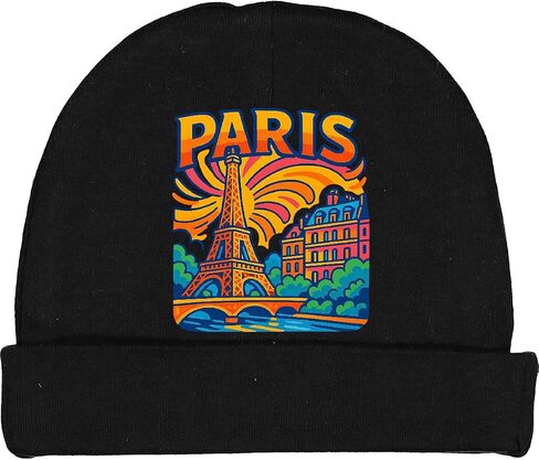 inktastic Vibrant Paris Eiffel Tower Art with Colorful Skyline Baby Beanie Hat in Saudi Arabia