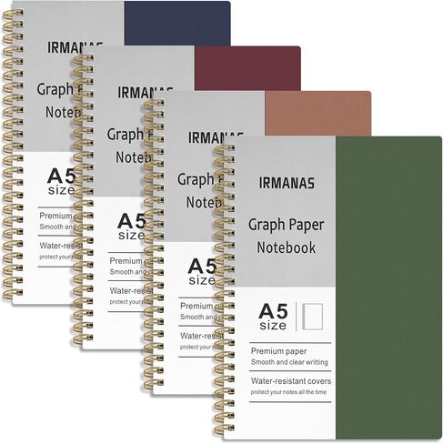 Graph Paper Notebook, 3 Pack Small Notebooks 4.3"x 5.7", Mini Grid Spiral Notebook, 480 Pages, Cute College School Supplies Pocket Notebook for Work, Aesthetic Gift Office Supplies in Saudi Arabia