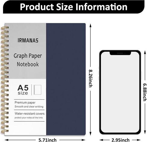 Graph Paper Notebook, 3 Pack Small Notebooks 4.3"x 5.7", Mini Grid Spiral Notebook, 480 Pages, Cute College School Supplies Pocket Notebook for Work, Aesthetic Gift Office Supplies in Saudi Arabia