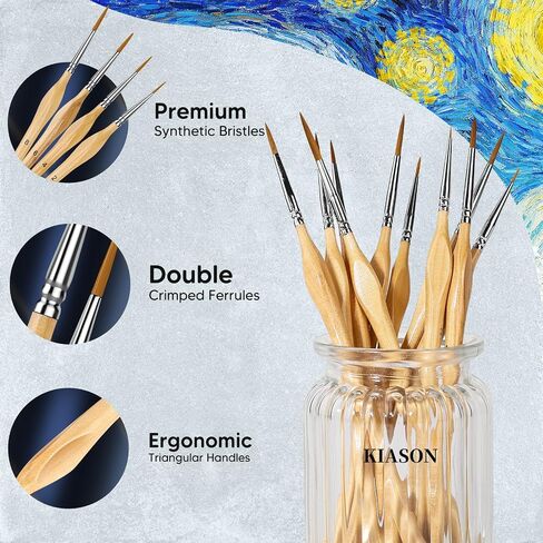10Pcs Miniature Detail Paint Brushes Triangular Wood Handle Set in Saudi Arabia