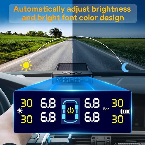 نظام مراقبة ضغط الإطارات GEERGO RV - نظام مراقبة ضغط TPMS TRE (0-99 PSI) مع الشاحن الشمسي ، RV TPMS مع 4 أجهزة استشعار و 6 أوضاع إنذار ، شاشة LCD (4 مستشعرات) in Kuwait