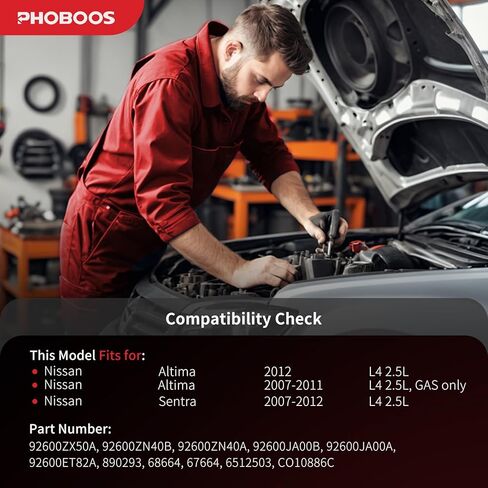 PHOBOOS A/C Compressor with Clutch Compatible with Nissan Altima 2007-2012 L4 2.5L, Nissan Sentra 2007-2012 2.5L, Fast Cooling, Low Noise, Easy Installation, Ref. CO-10886C, 68664 in Saudi Arabia
