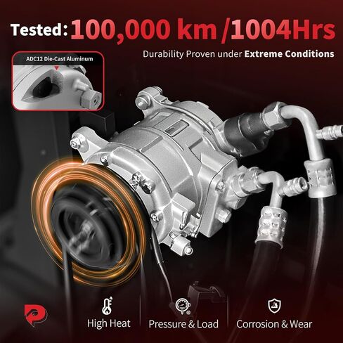 PHOBOOS A/C Compressor with Clutch Compatible with Nissan Altima 2007-2012 L4 2.5L, Nissan Sentra 2007-2012 2.5L, Fast Cooling, Low Noise, Easy Installation, Ref. CO-10886C, 68664 in Saudi Arabia