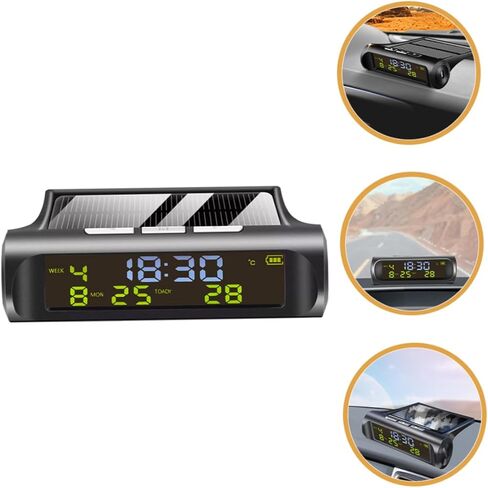 ساعة درجات الحرارة التي تعمل بالطاقة بالطاقة الشمسية ، ساعة دقيلية الرقمية مع تاريخ عرض درجة الحرارة للمركبات الملحقات الأساسية للسيارات لقراءات دقيقة in Kuwait