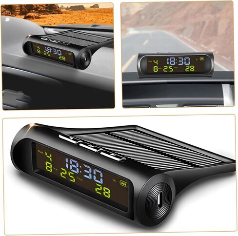 ساعة درجات الحرارة التي تعمل بالطاقة بالطاقة الشمسية ، ساعة دقيلية الرقمية مع تاريخ عرض درجة الحرارة للمركبات الملحقات الأساسية للسيارات لقراءات دقيقة in Kuwait