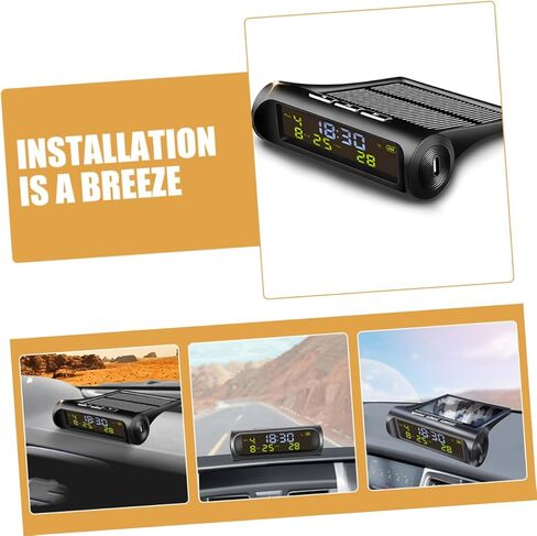 ساعة درجات الحرارة التي تعمل بالطاقة بالطاقة الشمسية ، ساعة دقيلية الرقمية مع تاريخ عرض درجة الحرارة للمركبات الملحقات الأساسية للسيارات لقراءات دقيقة in Kuwait