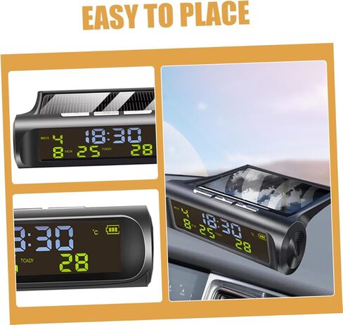 ساعة درجات الحرارة التي تعمل بالطاقة بالطاقة الشمسية ، ساعة دقيلية الرقمية مع تاريخ عرض درجة الحرارة للمركبات الملحقات الأساسية للسيارات لقراءات دقيقة in Kuwait