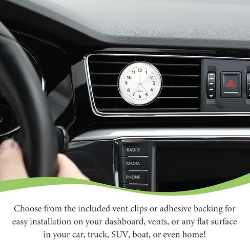 2pcs عصا على ساعة سيارة Dashboard ، ساعة تمثيلية مصغرة مصغرة مع مقطع تنفيس وشريط لاصقة ، ساعة صغيرة ساعة الجيب من لوحة معلومات لوحة القيادة للدراجة النارية للسيارة (أبيض+أسود) in Saudi Arabia