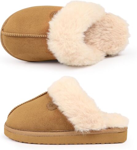 CIOR Boys Girls Memory Foam Slippers Faux Fur Lining Slip-on Clog Indoor Outdoor for Little Kid Big Kid in Kuwait