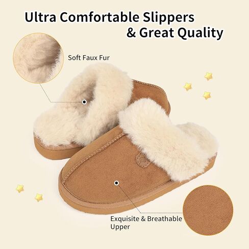 CIOR Boys Girls Memory Foam Slippers Faux Fur Lining Slip-on Clog Indoor Outdoor for Little Kid Big Kid in Kuwait