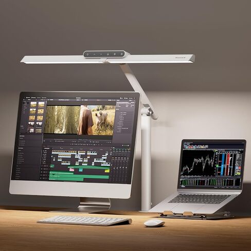 Honeywell LED Desk Lamp with Clamp - HJ1 Sunturalux Eye-Caring Clip on Lights for Home Office, 1200LM Clamp Lamp 4 Color Modes Stepless Dimming Task Desk Light with Timer Function for Working Studying in Saudi Arabia