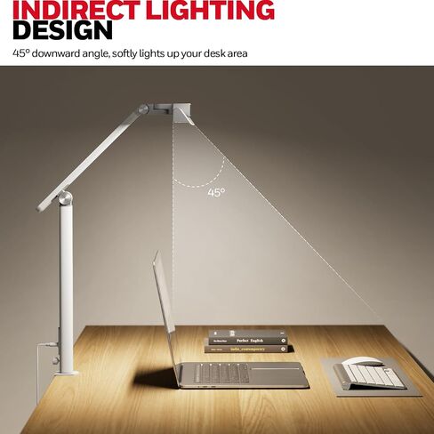 Honeywell LED Desk Lamp with Clamp - HJ1 Sunturalux Eye-Caring Clip on Lights for Home Office, 1200LM Clamp Lamp 4 Color Modes Stepless Dimming Task Desk Light with Timer Function for Working Studying in Saudi Arabia