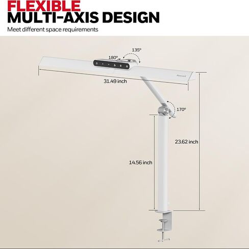 Honeywell LED Desk Lamp with Clamp - HJ1 Sunturalux Eye-Caring Clip on Lights for Home Office, 1200LM Clamp Lamp 4 Color Modes Stepless Dimming Task Desk Light with Timer Function for Working Studying in Saudi Arabia