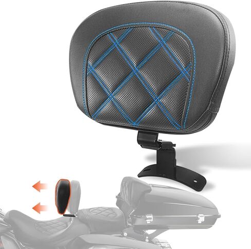 FOVPLUE Rider Backrest,Adjustable Driver Backrest Pad Kit fits for Harley Touring CVO Road Glide Road King Electra Glide Street Glide FLHR FLTRX FLHX FLHT 2009-2023,Double Orange Stitching in Saudi Arabia