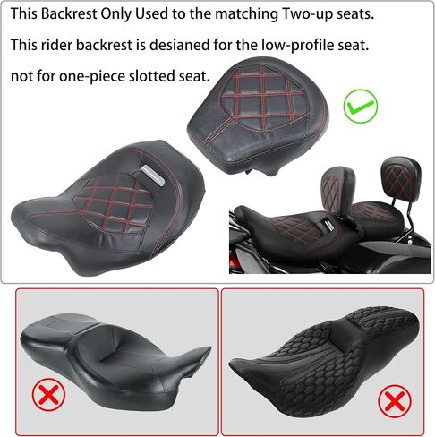 FOVPLUE Rider Backrest,Adjustable Driver Backrest Pad Kit fits for Harley Touring CVO Road Glide Road King Electra Glide Street Glide FLHR FLTRX FLHX FLHT 2009-2023,Double Orange Stitching in Saudi Arabia