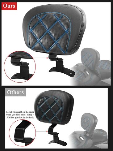 FOVPLUE Rider Backrest,Adjustable Driver Backrest Pad Kit fits for Harley Touring CVO Road Glide Road King Electra Glide Street Glide FLHR FLTRX FLHX FLHT 2009-2023,Double Orange Stitching in Saudi Arabia