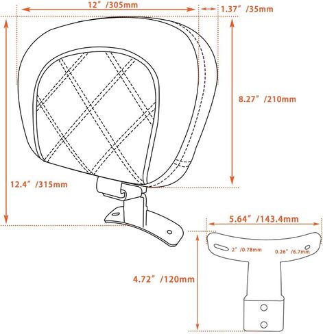 FOVPLUE Rider Backrest,Adjustable Driver Backrest Pad Kit fits for Harley Touring CVO Road Glide Road King Electra Glide Street Glide FLHR FLTRX FLHX FLHT 2009-2023,Double Orange Stitching in Saudi Arabia