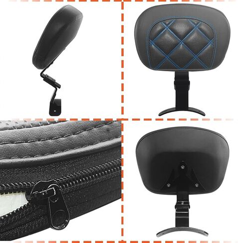 FOVPLUE Rider Backrest,Adjustable Driver Backrest Pad Kit fits for Harley Touring CVO Road Glide Road King Electra Glide Street Glide FLHR FLTRX FLHX FLHT 2009-2023,Double Orange Stitching in Saudi Arabia