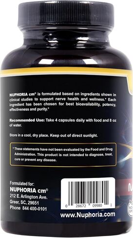 Nuphoria CM® Gold - صيغة دعم الأعصاب مع حمض R -alpha lipoic وفيتامينات B المتميزة - 30 يوم إمداد 120 كبسولة in Saudi Arabia