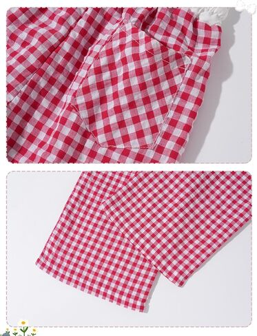 Happy Cherry Girls Gingham Wide Leg Pants مرنة عالية الخصر الخصر الخصر فضفاضة سراويل طويلة طباعة 5-14 سنة in Kuwait