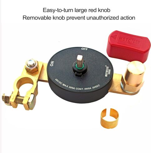 Battery Disconnect Switch 12V-48V Top Post Battery Quick Disconnect, Battery Cut Off Switch for Car Truck RV Boat High Current 300A/900A (Compact Size, On/Off, Removable Knob) in Saudi Arabia