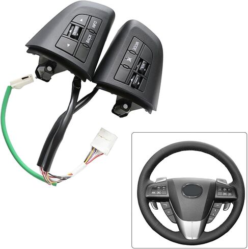 2pcs وضع وحدة تخزين السيارة متعددة الوظائف أزرار التحكم في مفتاح التوجيه ملائمة لـ Mazda 3 5 Cx-5 Cx-7 in Kuwait