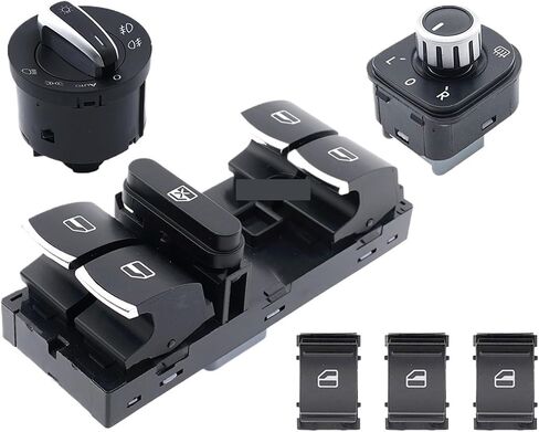 Chrome Fit for VW Fit for Golf 5 6 Fit for Tiguan, Fit for Passat B6 Fit for Jetta 6 GTI Headlight Window Switch(5ND959857-Set-6PCS) in Saudi Arabia