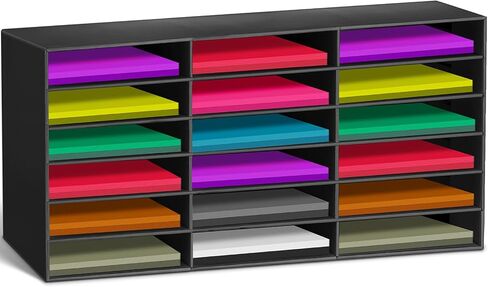 1 Pcs Classroom Paper Storage Organizer 18 Slots Construction Paper Storage Sturdy Cardboard Classroom Mailboxes Literature Craft Organizer for Home Office School, 27.6" x 14.2" x 12.4" in Saudi Arabia