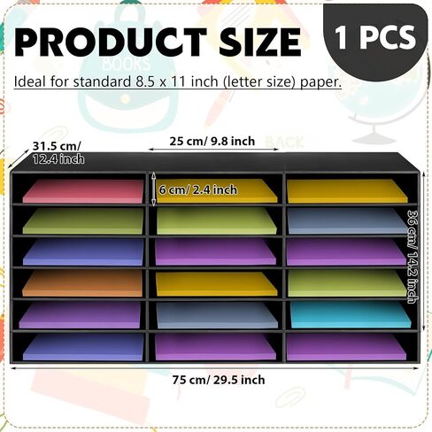 1 Pcs Classroom Paper Storage Organizer 18 Slots Construction Paper Storage Sturdy Cardboard Classroom Mailboxes Literature Craft Organizer for Home Office School, 27.6" x 14.2" x 12.4" in Saudi Arabia