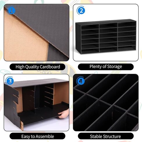 1 Pcs Classroom Paper Storage Organizer 18 Slots Construction Paper Storage Sturdy Cardboard Classroom Mailboxes Literature Craft Organizer for Home Office School, 27.6" x 14.2" x 12.4" in Saudi Arabia
