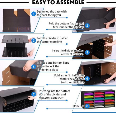 1 Pcs Classroom Paper Storage Organizer 18 Slots Construction Paper Storage Sturdy Cardboard Classroom Mailboxes Literature Craft Organizer for Home Office School, 27.6" x 14.2" x 12.4" in Saudi Arabia