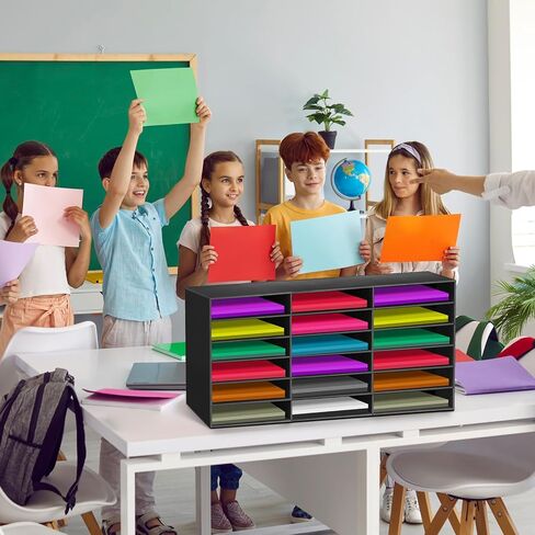 1 Pcs Classroom Paper Storage Organizer 18 Slots Construction Paper Storage Sturdy Cardboard Classroom Mailboxes Literature Craft Organizer for Home Office School, 27.6" x 14.2" x 12.4" in Saudi Arabia