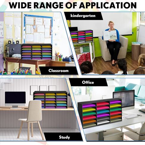 1 Pcs Classroom Paper Storage Organizer 18 Slots Construction Paper Storage Sturdy Cardboard Classroom Mailboxes Literature Craft Organizer for Home Office School, 27.6" x 14.2" x 12.4" in Saudi Arabia