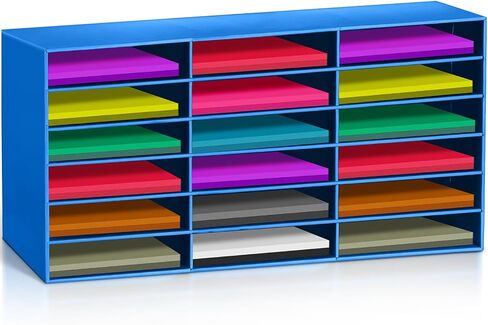 1 Pcs Classroom Paper Storage Organizer 18 Slots Construction Paper Storage Sturdy Cardboard Classroom Mailboxes Literature Craft Organizer for Home Office School, 27.6" x 14.2" x 12.4" in Saudi Arabia