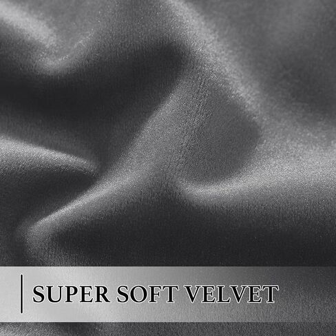 NICETOWN Short Velvet Curtains 63 inch - Heavy Grey Velvet Curtains Drapes with Tie Back Design Rod Pockeet Light Blocking Home Decoration Tie Up Shade for French Door/Kitchen, 46Wx 63L, 2 Pieces in Saudi Arabia
