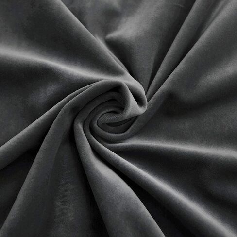 NICETOWN Short Velvet Curtains 63 inch - Heavy Grey Velvet Curtains Drapes with Tie Back Design Rod Pockeet Light Blocking Home Decoration Tie Up Shade for French Door/Kitchen, 46Wx 63L, 2 Pieces in Saudi Arabia