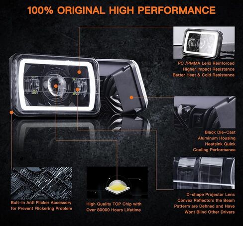 5x7 7x6 H6054 LED Headlights DOT Approved Hi/Low Sealed Beam H6052 H5054 Rectangular Head Light 2PCS 45W for XJ YJ MJ Toyota Tacoma Ford Probe Truck Van Sedans in Saudi Arabia