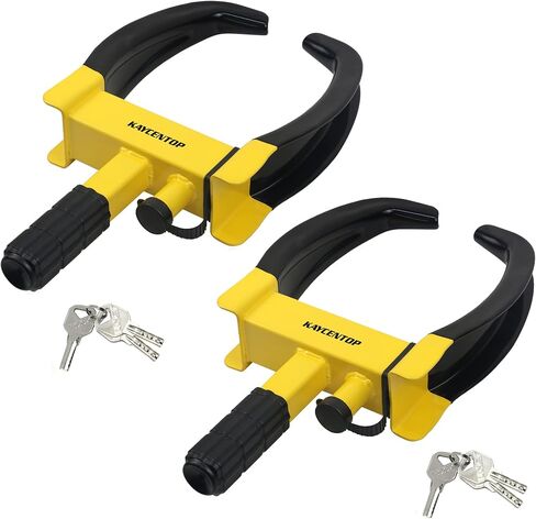 Universal Wheel Lock, Security Trailer Wheel Lock Anti Theft Tire Lock, Heavy Duty Wheel Clamp Adjustable for Trailers SUV Golf Cart Boats ATV Great Deterrent Bright Yellow/Black, 3 Keys in Saudi Arabia