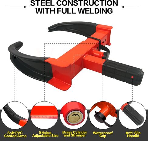 Universal Wheel Lock, Security Trailer Wheel Lock Anti Theft Tire Lock, Heavy Duty Wheel Clamp Adjustable for Trailers SUV Golf Cart Boats ATV Great Deterrent Bright Yellow/Black, 3 Keys in Saudi Arabia