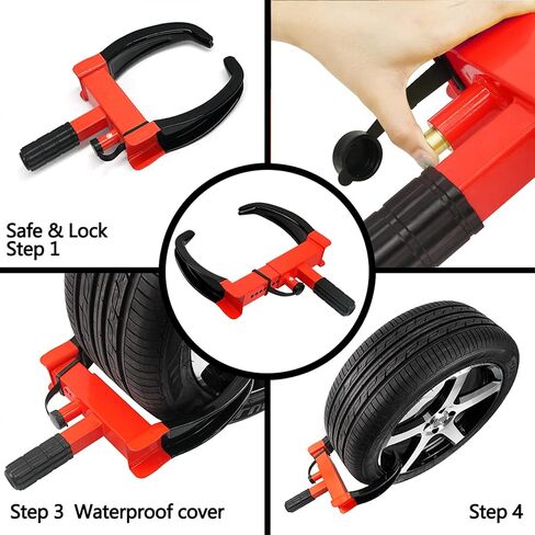 Universal Wheel Lock, Security Trailer Wheel Lock Anti Theft Tire Lock, Heavy Duty Wheel Clamp Adjustable for Trailers SUV Golf Cart Boats ATV Great Deterrent Bright Yellow/Black, 3 Keys in Saudi Arabia