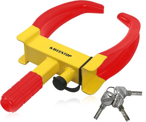 Universal Wheel Lock, Security Trailer Wheel Lock Anti Theft Tire Lock, Heavy Duty Wheel Clamp Adjustable for Trailers SUV Golf Cart Boats ATV Great Deterrent Bright Yellow/Black, 3 Keys in Saudi Arabia