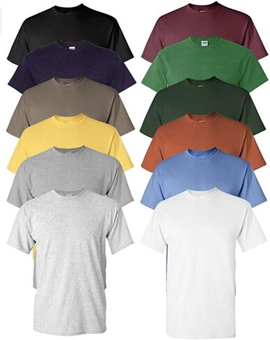 Tees Tees كل يوم تي شيرت القطن الثقيل (حزمة 12) ، لون مختلط متنوع صغير إلى 5xl in Kuwait