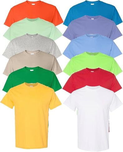 Tees Tees كل يوم تي شيرت القطن الثقيل (حزمة 12) ، لون مختلط متنوع صغير إلى 5xl in Kuwait