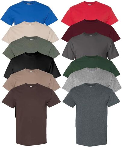 Tees Tees كل يوم تي شيرت القطن الثقيل (حزمة 12) ، لون مختلط متنوع صغير إلى 5xl in Kuwait