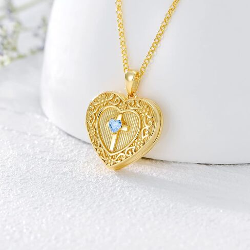 SOULMEET 10K 14K 18K Solid Gold Personalized Sunflower/Starburst/Cross/Rose/Lotus/Butterfly/Turtle/Celtic/Bee Heart Locket Necklace That Holds Picture Gift Choice in Kuwait