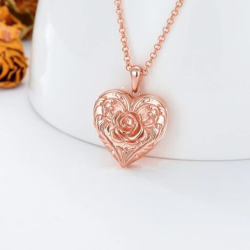 SOULMEET 10K 14K 18K Solid Gold Personalized Sunflower/Starburst/Cross/Rose/Lotus/Butterfly/Turtle/Celtic/Bee Heart Locket Necklace That Holds Picture Gift Choice in Kuwait