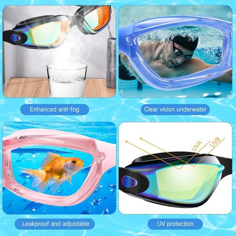 20 Pack Swimming Goggles for Adults Youth Pool Water Sport Swim Glasses Goggles Anti Fog UV Protection No Leaking Wide View for Men Women with 20 Set Ear Plugs and Nose Clips, Multicolor in Saudi Arabia