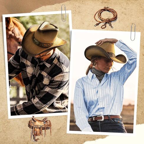 Straw Cowboy Hat for Women and Men – Western Sun Hat for Country Concert, Rodeo and Cowgirl Outfits in Saudi Arabia