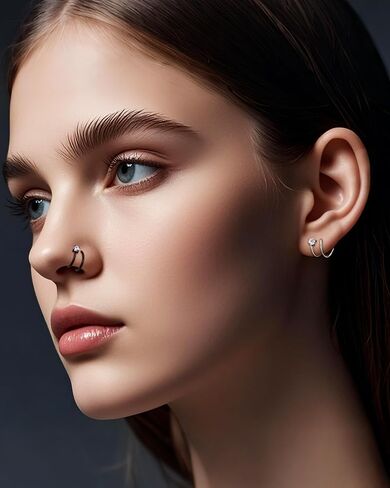 CM Crareesi Mania 3PCS Titanium Nose Screws, Double Nose Ring Hoop for Single Piercing, 18G Spiral Twist Nose Hoop, Solid Titanium Nose Piercing Hoop for Women Men in Saudi Arabia